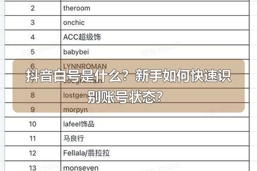 抖音白号是什么？新手如何快速识别账号状态？
